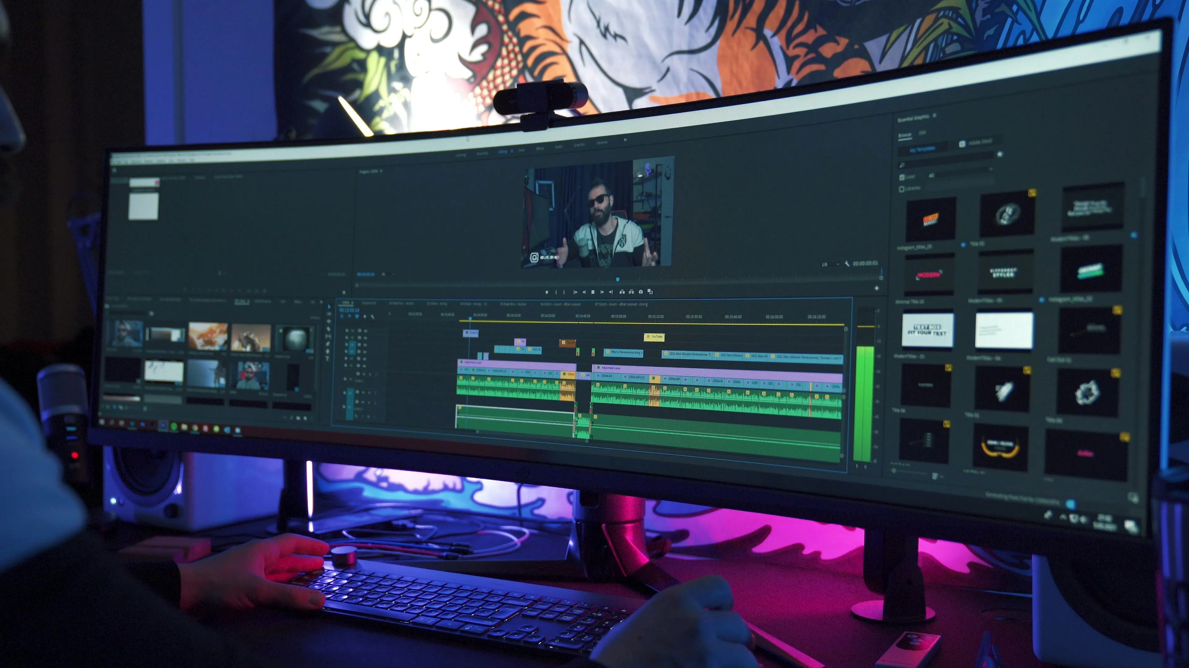 A computer screen running the Adobe Premiere Pro video editing software