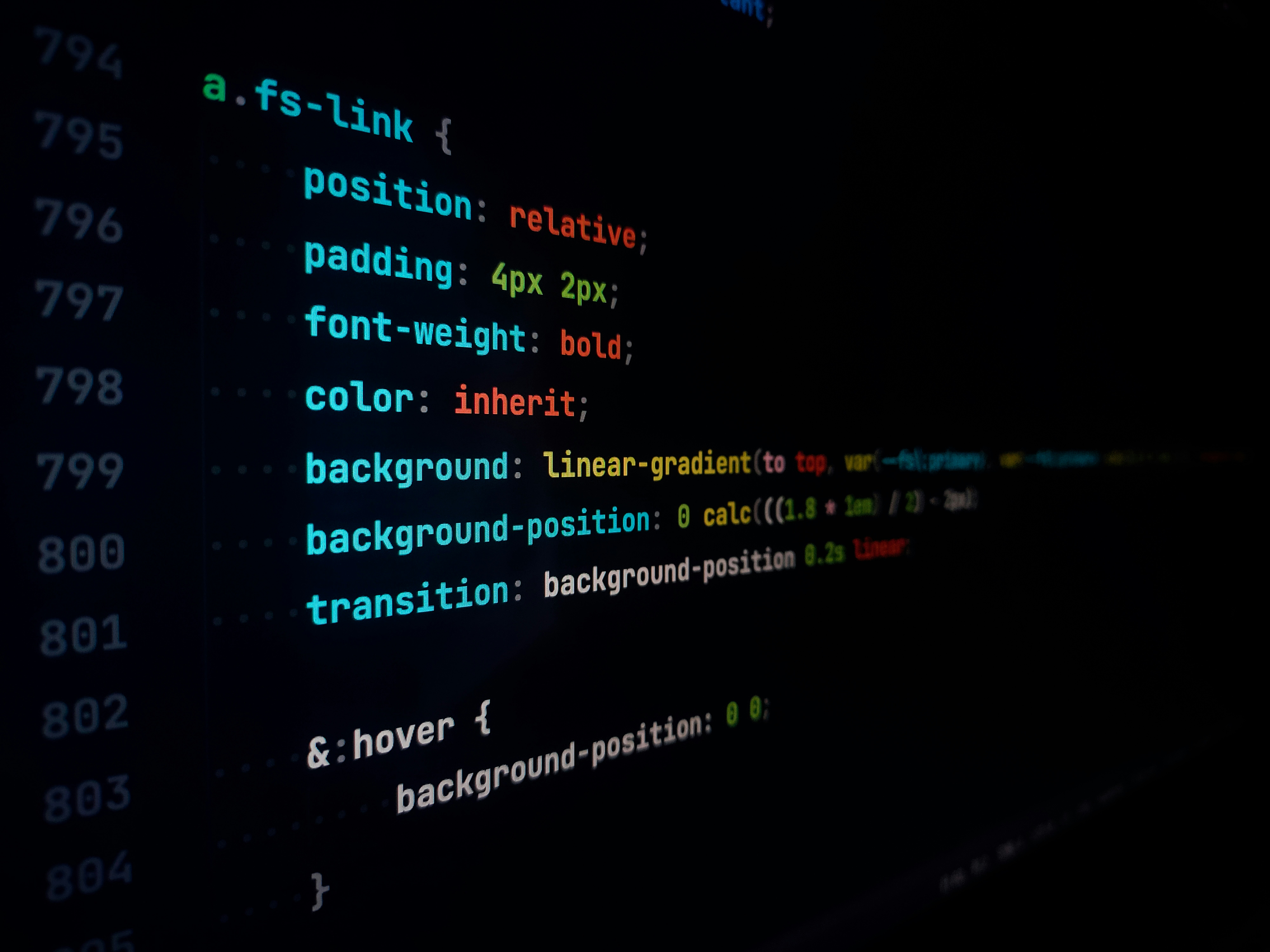 Some web code on a computer screen